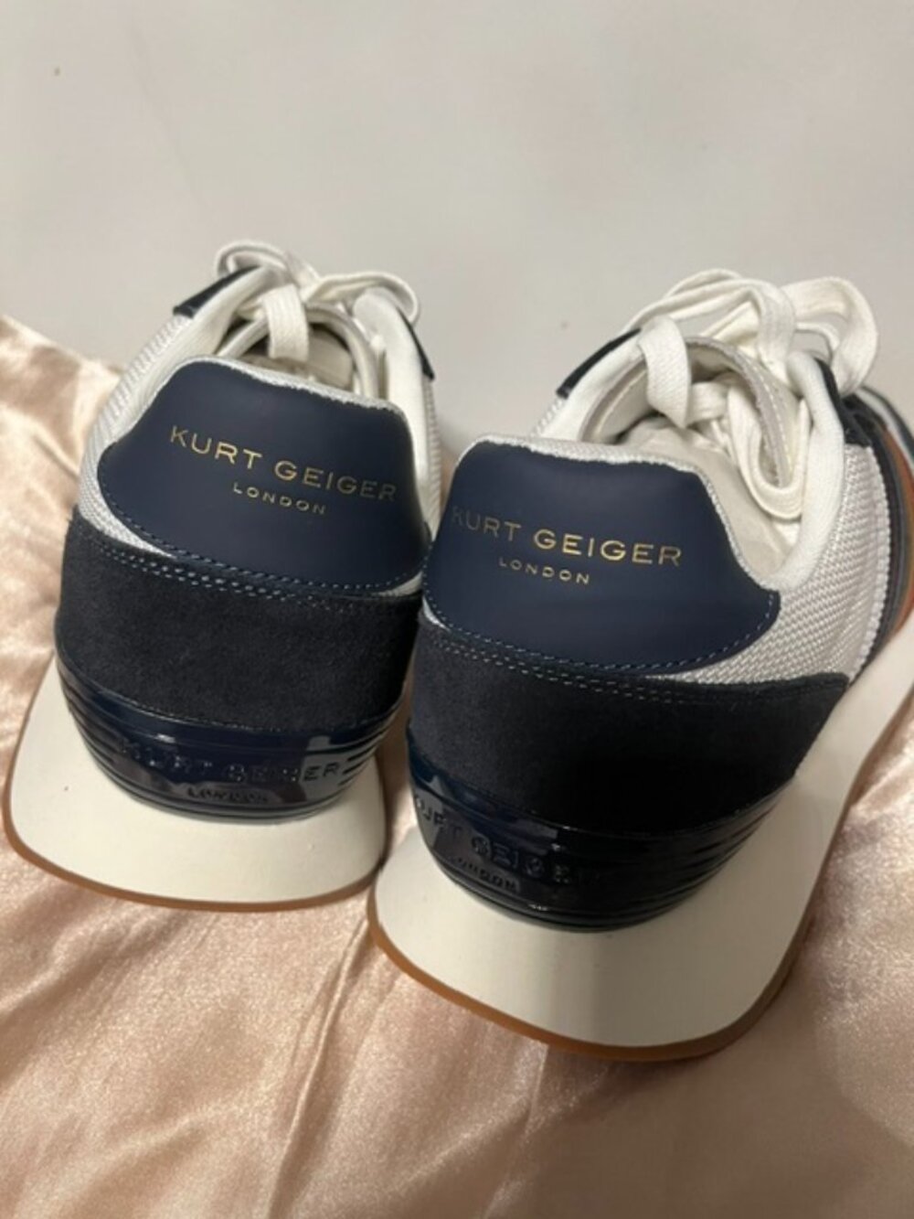 Kurt Geiger London White/Navy Size 11 Men's Snicker